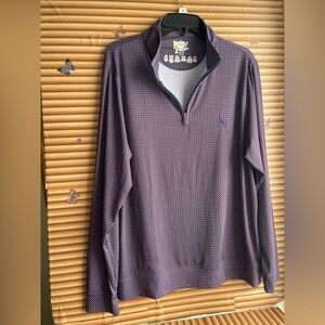 Tailorbyrd Blue and Red Patterned Quarter-Zip